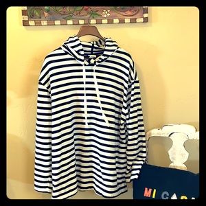 Cozy black and white stripe Ava Viv  sweatshirt 1X